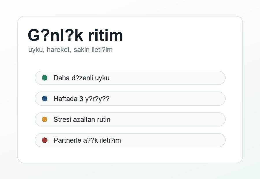Uyku, hareket ve iletişim gibi günlük ritimleri anlatan editoryal görsel